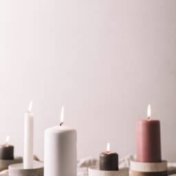 Modern Candle Holder From Wood & Concrete/Cement Tealight Minimalist Home Decor - thumbnail 3