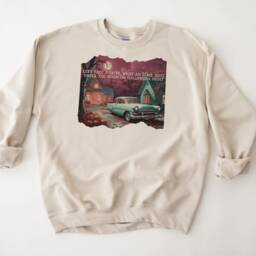 Halloween Nostalgic Retro Car Sweatshirt - Vintage Style Suburban Moonlight Drive, Autumnal Cool Mystical Eerie Magical Cosy - thumbnail 3