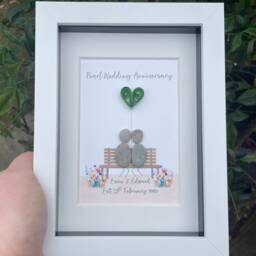 Pearl Wedding Anniversary Gift, 30Th Anniversary, Pebble Picture, Thirty, Thirtieth Personalised Art - thumbnail 2