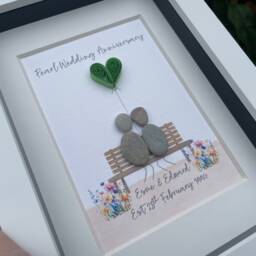 Pearl Wedding Anniversary Gift, 30Th Anniversary, Pebble Picture, Thirty, Thirtieth Personalised Art - thumbnail 3