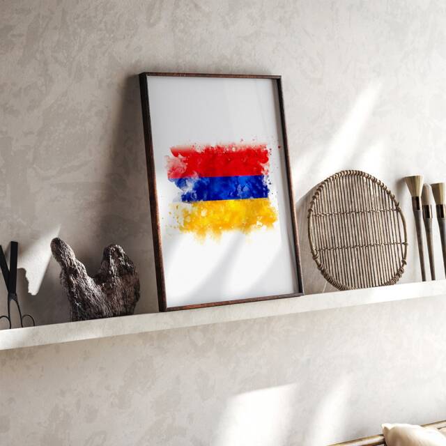 Armenia Watercolor Flag Wall Art Print - Armenian