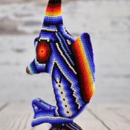 Huichol Beaded Sailfish - Hand Carved Copal Wood Alebrije Mexican Folk Art Animal Sculpture Painted Oaxaca Decor - thumbnail 2