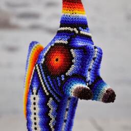 Huichol Beaded Sailfish - Hand Carved Copal Wood Alebrije Mexican Folk Art Animal Sculpture Painted Oaxaca Decor - thumbnail 4