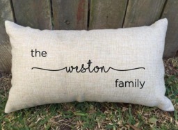 Personalized Family Name Pillow, Cotton Anniversary Gift - thumbnail 1