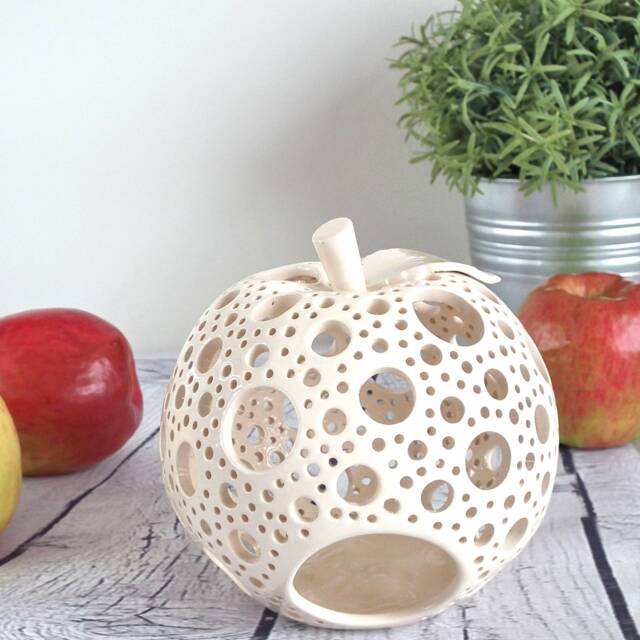 Handmade Ceramic Apple Tea Light Holder Fall Table Decor - image 1