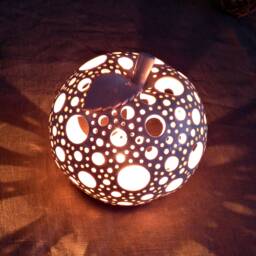 Handmade Ceramic Apple Tea Light Holder Fall Table Decor - thumbnail 3