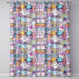Cute Kawaii School Supplies Desk Rainbow Sun Globe Seamless Pattern Readymade Eyelet Ring Top Thermal 100% Blackout Curtains - thumbnail 2