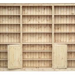 Solid Wood Library Bookcase, 7Ft X 9Ft Adjustable Shelving With Doors - thumbnail 3