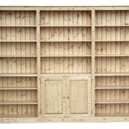 Solid Wood Library Bookcase, 7Ft X 9Ft Adjustable Shelving With Doors - thumbnail 2