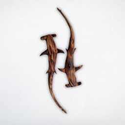 Handcrafted Wooden Hammerhead Shark Sculptures - Reclaimed Wood Wall Art Eco-Friendly Marine Decor - thumbnail 2