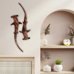 Handcrafted Wooden Hammerhead Shark Sculptures - Reclaimed Wood Wall Art Eco-Friendly Marine Decor - thumbnail 1