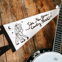 Country Roads Felt Pennant Flag Country Music/Wild West Cowgirl John Denver Wall Decor - thumbnail 3