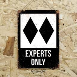 Experts Only Double Black Metal Sign Portrait - Vintage Worn Rusty Look Print Holiday Slopes Alpes Skiing Snowboarding - thumbnail 2