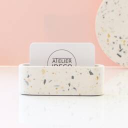 Atelier Ideco - White Jesmonite Terrazzo Business Card Display For Retail Counter - thumbnail 3
