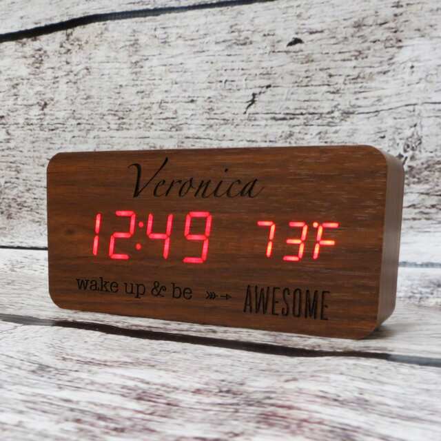 Personalized Wooden Clock, Customized Alarm Engraved House Warming Gift, Bridesmaids, Promotion, Birthday, Christmas, Friends, Decor - image 1
