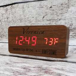 Personalized Wooden Clock, Customized Alarm Engraved House Warming Gift, Bridesmaids, Promotion, Birthday, Christmas, Friends, Decor - thumbnail 1
