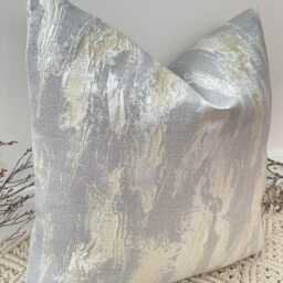 Luxury Silver & Gold Textured Effect Cushion Pillow Cover For Sofa - Elegant Home Decor Throw Style 38 - thumbnail 3