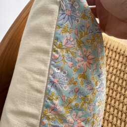 Block Print Pillow Cover Floral Batik, Boho Farmhouse Decor - thumbnail 3