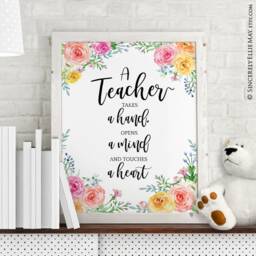 Teacher Appreciation Gifts - A Takes Hand Quote Wall Art Printable, Great As Retirement Or Thank You Gift You Print 40418 - thumbnail 2