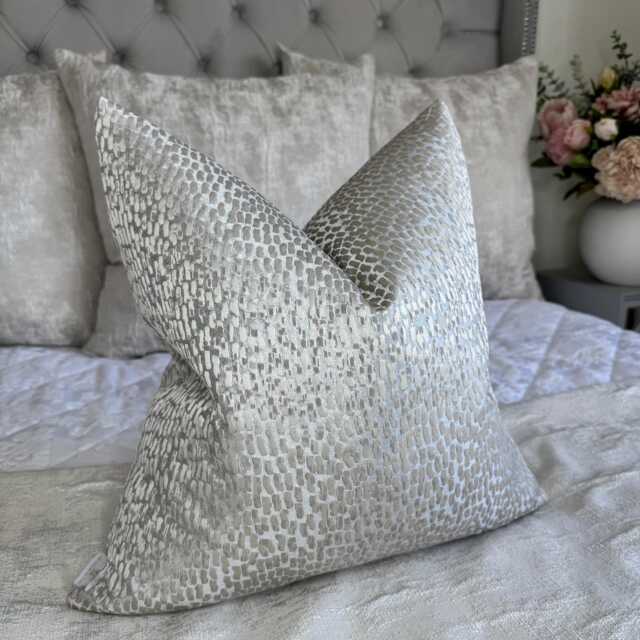 Luxurious Cushion Cover, Grey Greige Abstract Design Pillow Scatter Cover For Sofa Bed, Designer Antelope Parchment - image 1