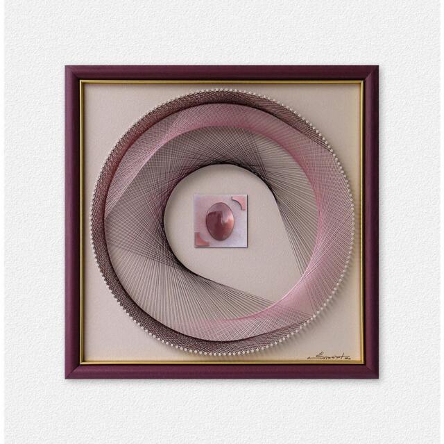 Burgundy String Art - Abstract Geometric Wall Hanging With Relief - image 1