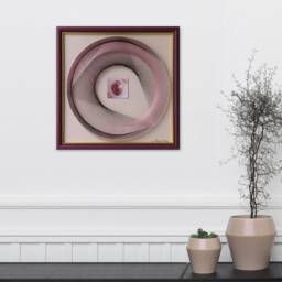 Burgundy String Art - Abstract Geometric Wall Hanging With Relief - thumbnail 3