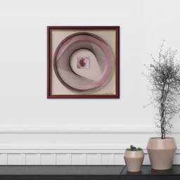 Burgundy String Art - Abstract Geometric Wall Hanging With Relief - thumbnail 2