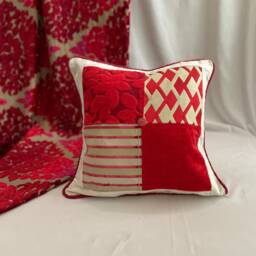 "Pierre Frey Floral Pillow Cover Red, Black & White Cotton Silk - 20""x 14" - thumbnail 4