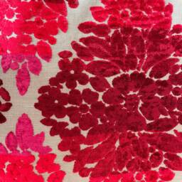 "Pierre Frey Floral Pillow Cover Red, Black & White Cotton Silk - 20""x 14" - thumbnail 3