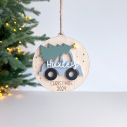 Personalised Christmas Car Bauble - Tree Children's First - thumbnail 2