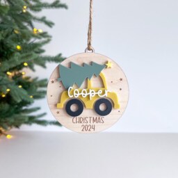 Personalised Christmas Car Bauble - Tree Children's First - thumbnail 3