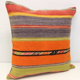 Handmade Kilim Pillow Cover 20x20, Retro Home Decor - thumbnail 2