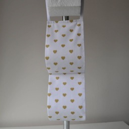 Fabric Decorative Toilet Paper Holder Storage White With Gold Hearts At 1 Or 2 Rolls. Bathroom Decoration. Storage - thumbnail 2