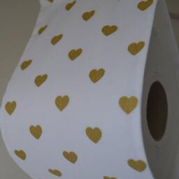 Fabric Decorative Toilet Paper Holder Storage White With Gold Hearts At 1 Or 2 Rolls. Bathroom Decoration. Storage - thumbnail 3