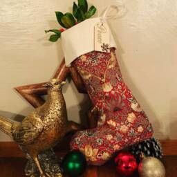 Handmade William Morris Strawberry Thief Christmas Stocking, Mother's Day Stocking, Easter Vintage Gift, Traditional British
