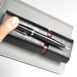 Leather Pen Case, 2 Fountain Personalized Christmas Gift For Him, Boyfriend Birthday Gift, Fountain Holder Officiant - thumbnail 2