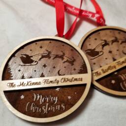 Personalised Family Name Christmas Bauble Walnut Wood Tree Decoration - thumbnail 3