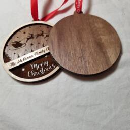 Personalised Family Name Christmas Bauble Walnut Wood Tree Decoration - thumbnail 2