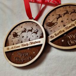 Personalised Family Name Christmas Bauble Walnut Wood Tree Decoration - thumbnail 4