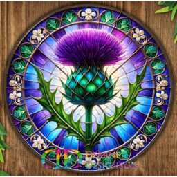 Thistle Sign, Plaque, Scottish Thistle Art, Faux Stained Glass Thistle, Metal Wall Art - thumbnail 3