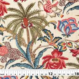 Exotic Curiosity 2 Colors Jacobean Floral Flower Palm Tree Linen Blend Curtain, Valance Pleated, Lined Drapery Panel Offered As Upgrades - thumbnail 2