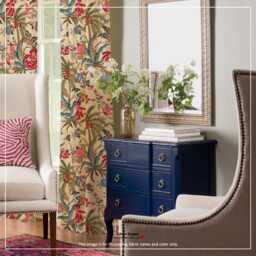 Exotic Curiosity 2 Colors Jacobean Floral Flower Palm Tree Linen Blend Curtain, Valance Pleated, Lined Drapery Panel Offered As Upgrades - thumbnail 3