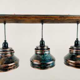 Handmade Patina Chandelier, Reclaimed Wood, Industrial Pendant Light - thumbnail 3