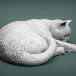 British Shorthair Cat Curled Up -3D Printed - For Cat Lovers, Ornament, Memorial, Gift - thumbnail 2