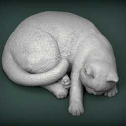 British Shorthair Cat Curled Up -3D Printed - For Cat Lovers, Ornament, Memorial, Gift - thumbnail 3