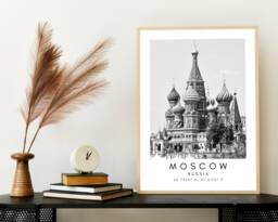 Moscow Print, Poster, Unique Wallart Decor, Russia Black & White Coordinates, Wall Art Stylish Design - thumbnail 1