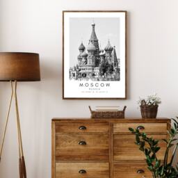 Moscow Print, Poster, Unique Wallart Decor, Russia Black & White Coordinates, Wall Art Stylish Design - thumbnail 2
