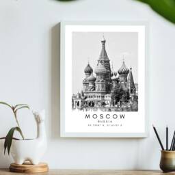 Moscow Print, Poster, Unique Wallart Decor, Russia Black & White Coordinates, Wall Art Stylish Design - thumbnail 3