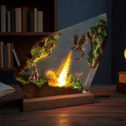 Personalized Dragon Night Light, Toothless Resin Lamp, Flying Httyd Wood Fury Gift - thumbnail 3