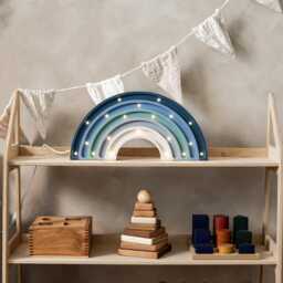Handmade Wooden Blue Rainbow Lamp - Perfect Baby Gift & Nightlight For Kids' Bedrooms, Kids Lamp, Gift, Desk - thumbnail 2